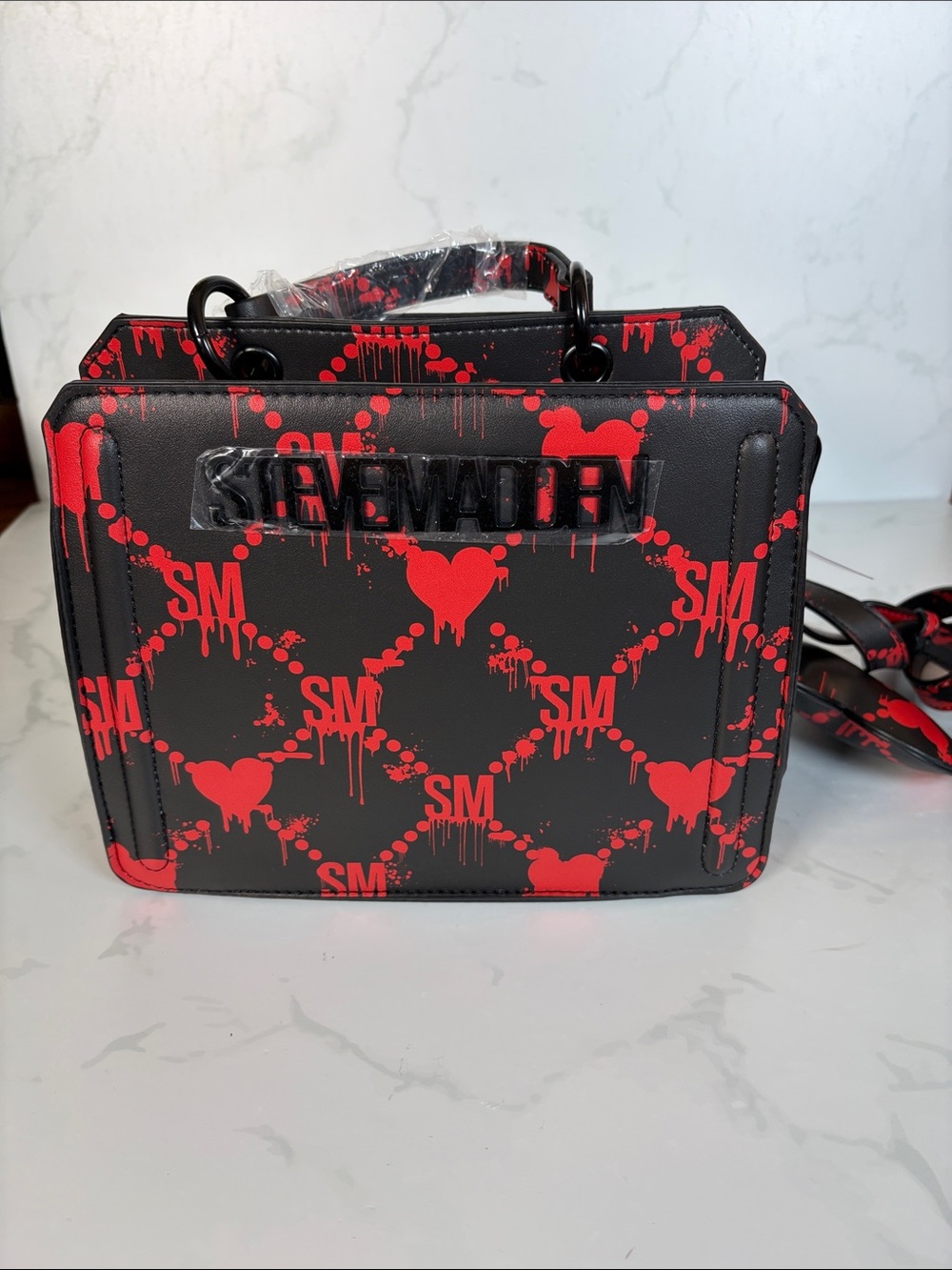 Steve Madden Bevelyn Bleeding Hearts Satchel Crossbody Bag Gothic Halloween New